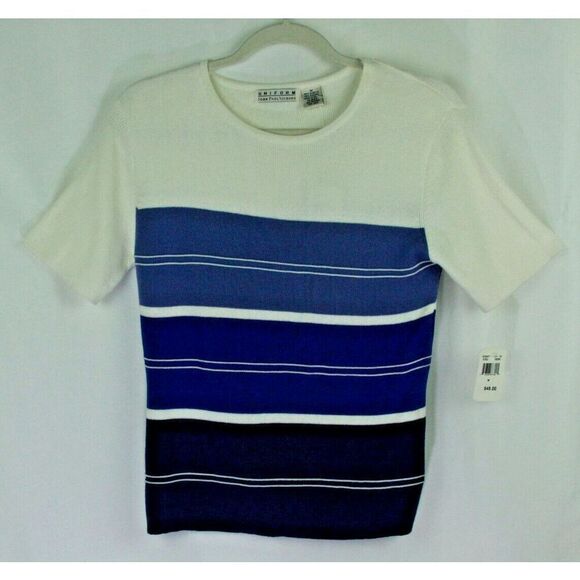 Uniform John Paul Richard M Women's Sweater Short Sleeve Stripes New - Picture 1 of 7